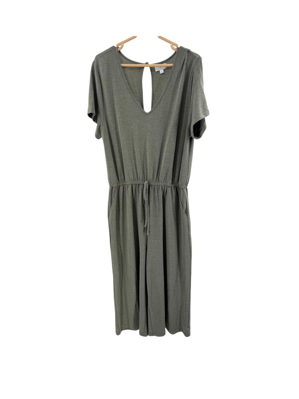 Mud Pie Olive Short-Sleeve Elastic-Waist L jumpsuit wide leg cropped comfort